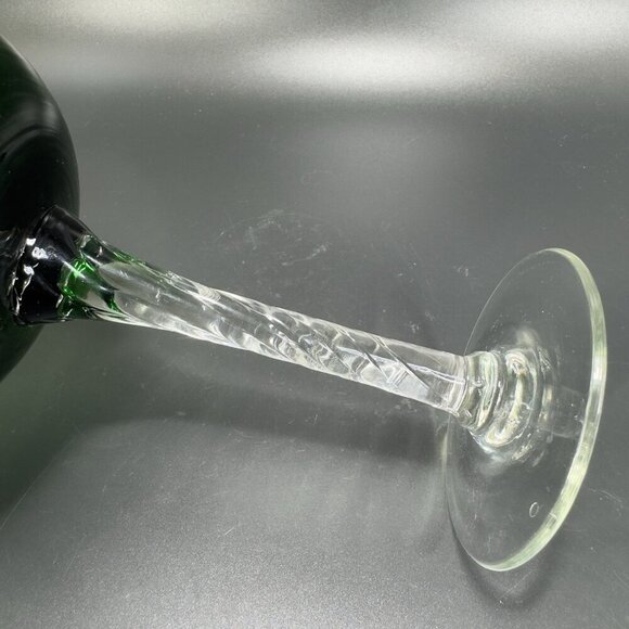 Italian Art Glass Tall Emerald Green Sniffer Candle Holder Votive Compote Italy - Picture 3 of 12